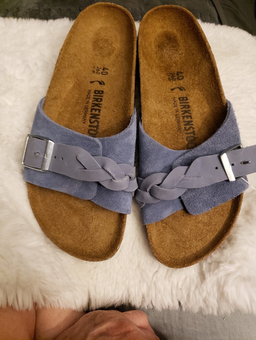 Birkenstock Oita Braid Elemental Blue. Boho-inspired braiding weaves